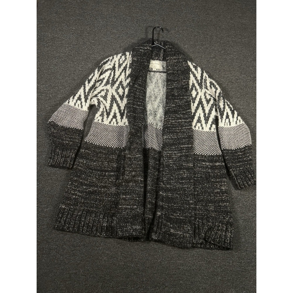 Lucky Brand Aztec Cardigan Sweater Women 2X Black Western Navajoe Geometric Wool